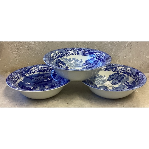 473 - Three Copeland Spode Blue Italian bowls. Approx. 24 cms diameter. Est. £10 - £20.