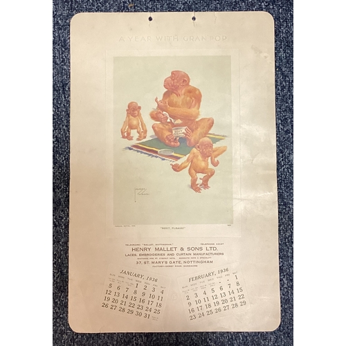 60 - LAWSON WOOD: (British, 1878 - 1957): Six calendar prints depicting monkeys. Approx. 24 cm x 37 cms. ... 