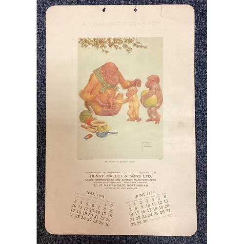 60 - LAWSON WOOD: (British, 1878 - 1957): Six calendar prints depicting monkeys. Approx. 24 cm x 37 cms. ... 