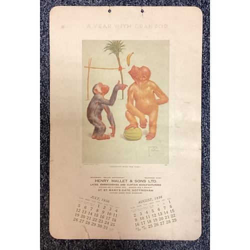 60 - LAWSON WOOD: (British, 1878 - 1957): Six calendar prints depicting monkeys. Approx. 24 cm x 37 cms. ... 