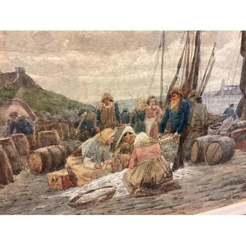 64 - CHARLES JAMES ADAMS: (British, 1859 - 1931): A framed and glazed watercolour entitled 'Unloading the... 