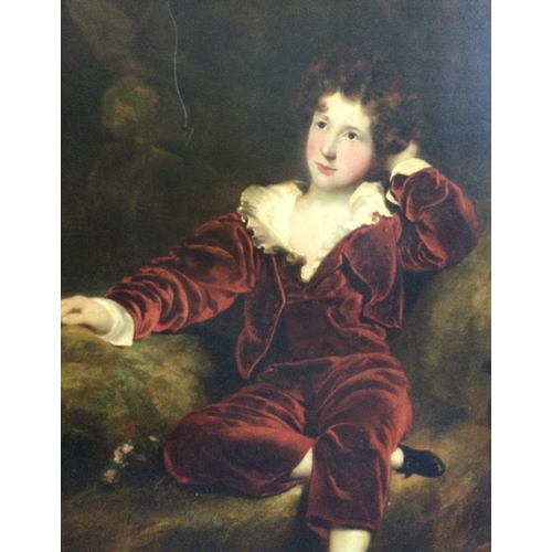 89 - AFTER SIR THOMAS LAWRENCE: A framed and glazed oil on canvas depicting a portrait of Master Charles ... 