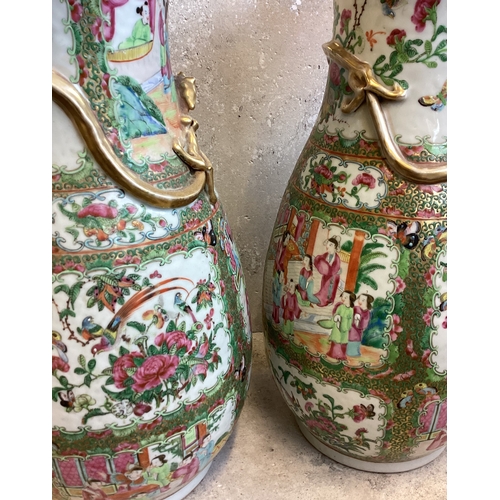 191 - A large pair of decorative Canton vases with gilded decoration. Est. £100 - £150.