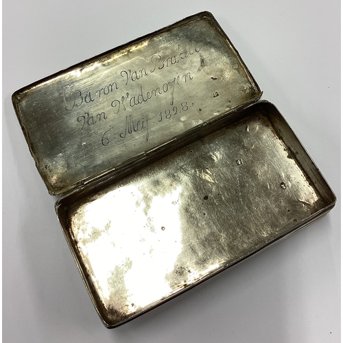 12 - A large 19th Century Dutch silver cigar box. Approx. 115 grams. Est. £150 - £200.