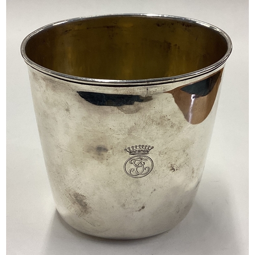 124 - A rare 18th Century George III silver beaker with Royal central armorial. London 1732. Approx. 115 g... 