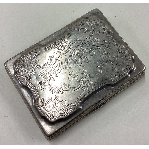 162 - A rare 18th Century silver snuff box with gilt interior depicting hunting scenes. Circa 1750. Approx... 