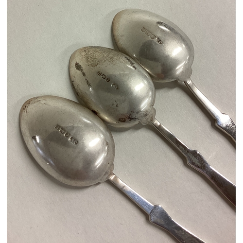 231 - A good set of three cast silver spoons. Birmingham. Approx. 68 grams. Est. £25 - £30.