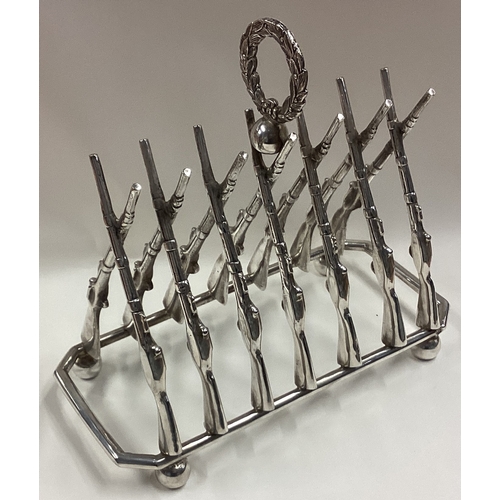 253 - OF SHOOTING INTEREST: A rare and large Victorian silver plated toast rack. Est. £100 - £150.