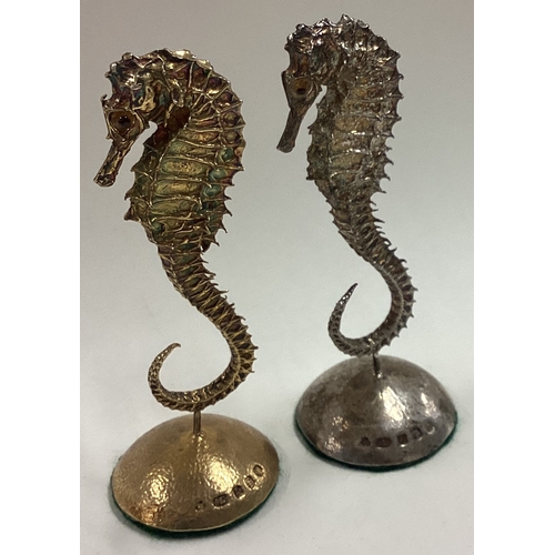 258 - GLASGOW: A rare pair of novelty Scottish silver figures of seahorses. Approx. 211 grams of gross wei... 