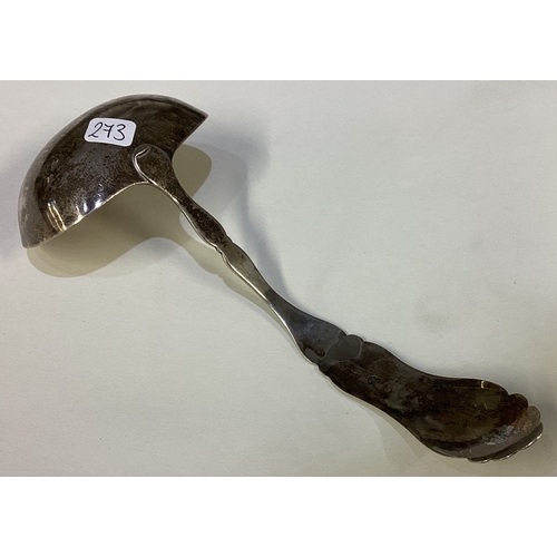 273 - A large Antique Dutch silver ladle. Approx. 51 grams. Est. £50 - £80.