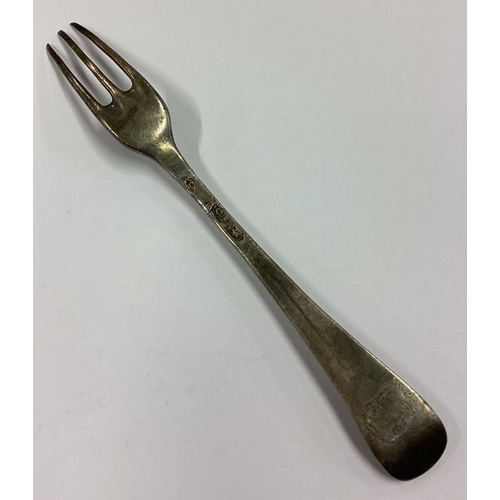 274 - An Antique 18th Century Dutch silver three-prong fork. Approx. 36 grams. Est. £100 - £150.