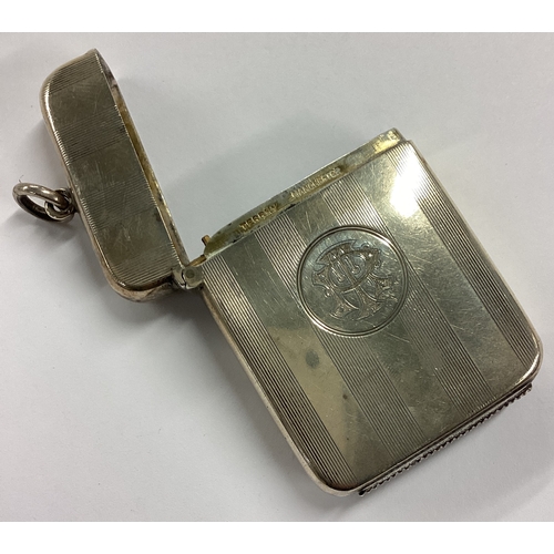 3 - A heavy silver vesta case with engine turned decoration. Birmingham. By GU. Approx. 51 grams. Est. £... 