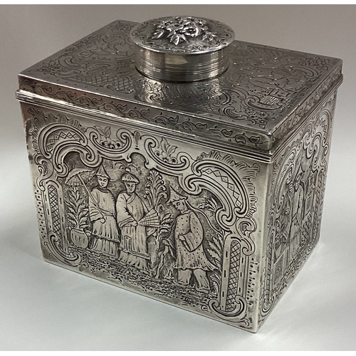 317 - A rare Chinoiserie 18th Century George III silver tea caddy with lift-off cover. London 1786. By Jam... 