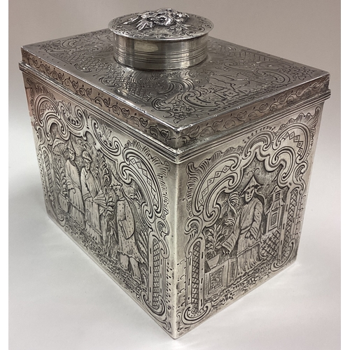 317 - A rare Chinoiserie 18th Century George III silver tea caddy with lift-off cover. London 1786. By Jam... 