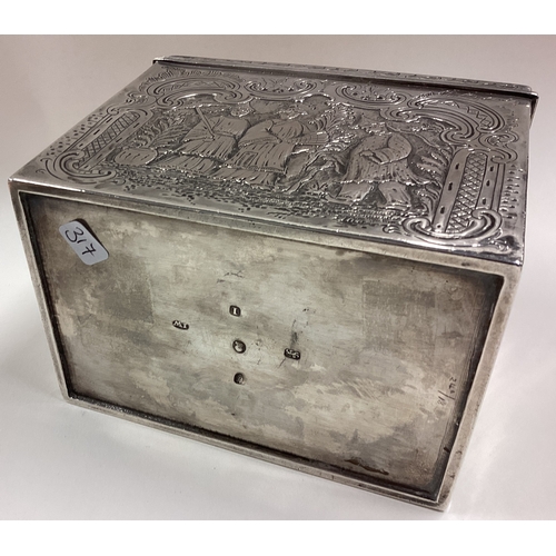 317 - A rare Chinoiserie 18th Century George III silver tea caddy with lift-off cover. London 1786. By Jam... 