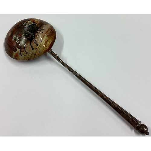 322 - A rare 19th Century Russian silver and enamelled ladle decorated with carriage scenes. Approx. 83 gr... 