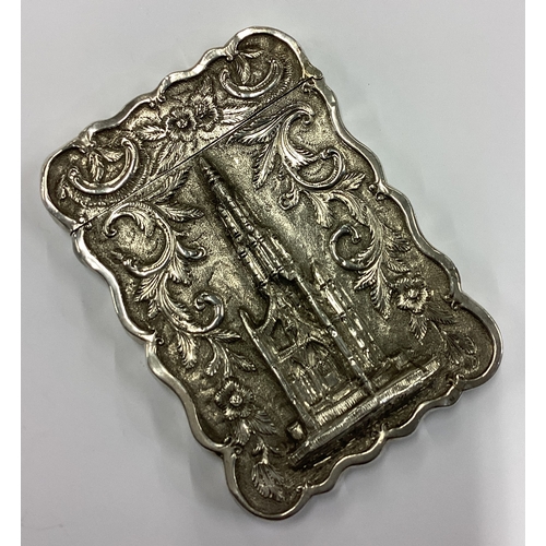 378 - A rare Victorian silver calling card case depicting scene of The Scott Memorial. Birmingham 1850. By... 