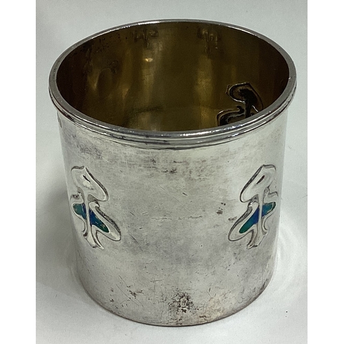 398 - An Arts and Crafts Art Nouveau silver and enamelled mug. Birmingham 1907. By Daniel George Collins. ... 