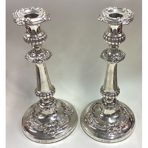 428 - A large pair of 18th Century George III silver candlesticks. Sheffield 1793. By SC Younge & Co. Appr... 