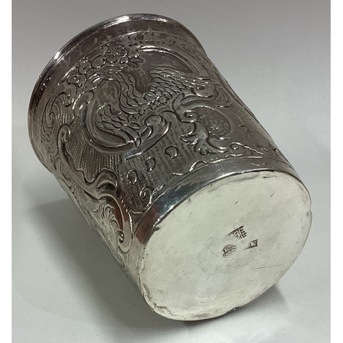 449 - MOSCOW: An 18th Century Russian silver beaker with chased decoration. Dated 1756 to base. Approx. 74... 