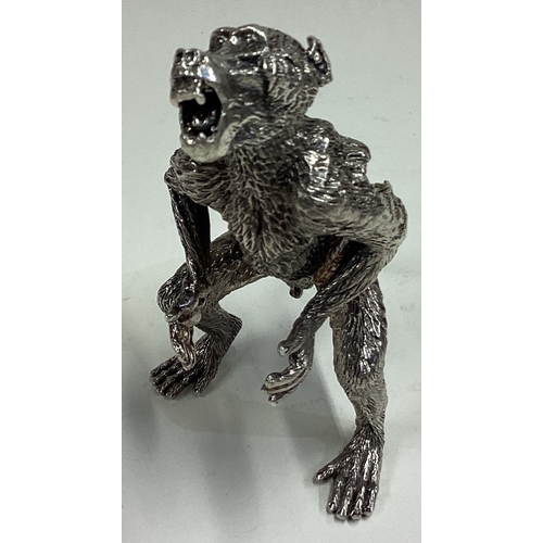 478 - PATRICK MAVROS: A silver figure of a monkey. Marked to foot. Approx. 328 grams. Est. £1000 - £1500.