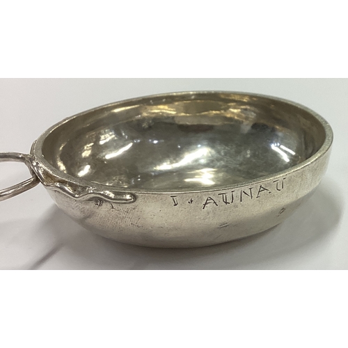 51 - An 18th Century French silver wine taster. Approx. 37 grams. Est. £100 - £150.