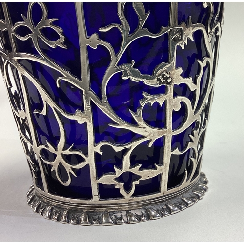 555 - A small 18th Century silver and glass basket. Maker and lion mark only. Circa 1770. Approx. 73 grams... 