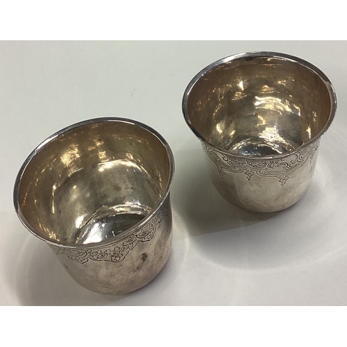 594 - A rare pair of 18th Century French silver stacking beakers. Fully marked to bases. Approx. 147 grams... 