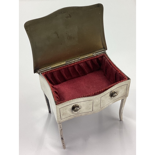 60 - CHESTER: A rare silver jewellery box in the form of a dressing table with hinged lid. 1920. Approx. ... 