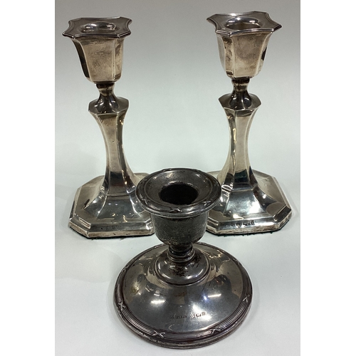 619 - A pair of Edwardian silver candlesticks etc. Est. £30 - £50.