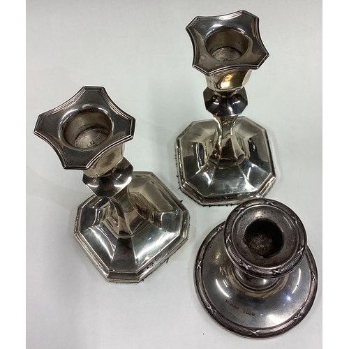 619 - A pair of Edwardian silver candlesticks etc. Est. £30 - £50.