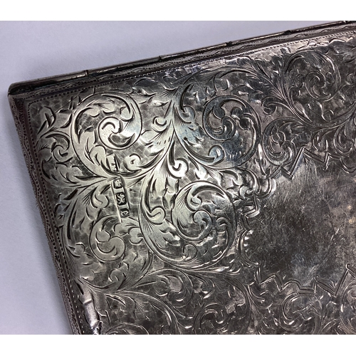 632 - An attractive Victorian silver card case with engraved decoration. Sheffield 1897. Approx. 99 grams.... 