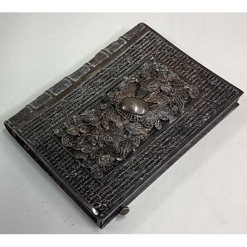 648 - A Chinese export silver card case with filigree decoration. Approx. 78 grams. Est. £80 - £120.