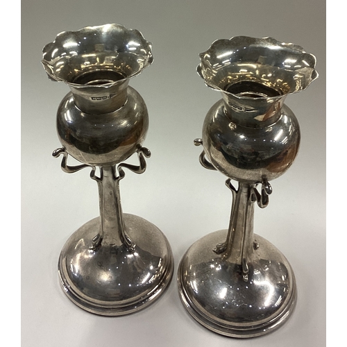 70 - A large pair of Art Nouveau silver vases. Birmingham 1907. By Walker & Hall. Approx. 800 grams of gr... 