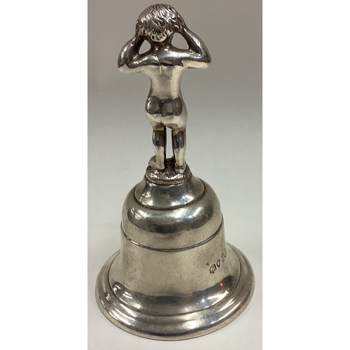 714 - A rare Victorian silver figural table bell cast with cherub. London 1885. Approx. 200 grams. Est. £5... 