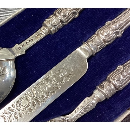 81 - A Victorian silver three-piece christening set. By Hilliard & Thomason. Approx. 77 grams. Est. £120 ... 