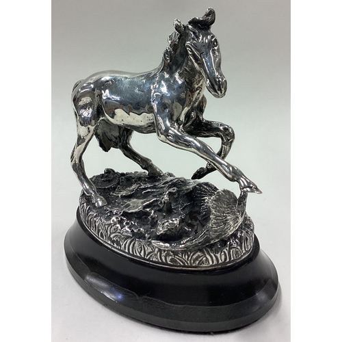 95 - A rare silver figure of a horse entitled  'Startled Yearling'. Commissioned by the British Horse Soc... 