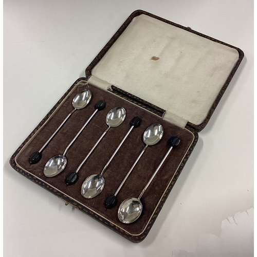 738 - A boxed set of six silver bean top coffee spoons. Birmingham. Approx. 30 grams. Est. £20 - £30.