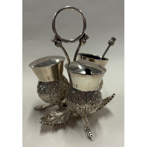 106 - A novelty Naturalistic silver condiment set in the form of a thistle with original BGL. Birmingham 1... 