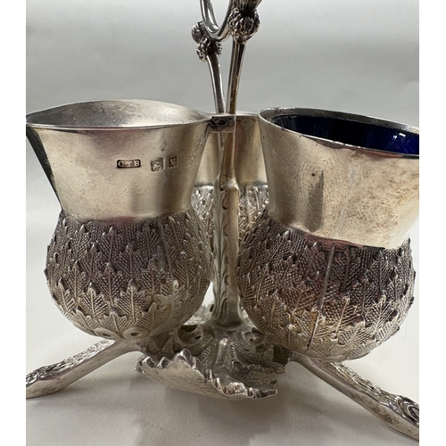 106 - A novelty Naturalistic silver condiment set in the form of a thistle with original BGL. Birmingham 1... 