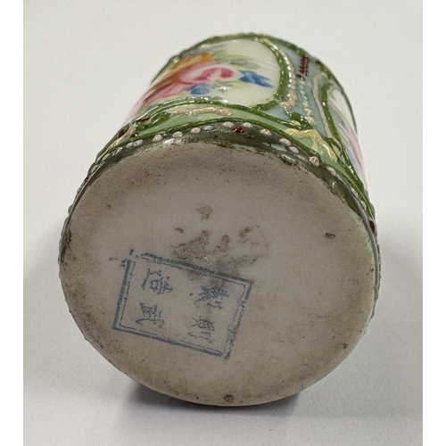 159 - A silver mounted Chinese porcelain scent bottle. Signed to base. Birmingham 1910. Approx. 84 grams o... 