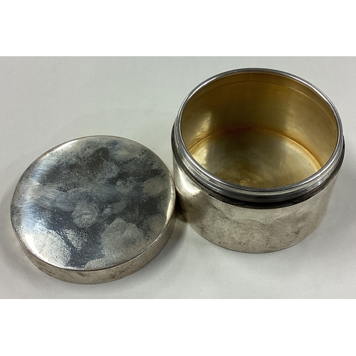 230 - A French silver snuff box with screw-top cover. Marked to interior. Approx. 126 grams. Est. £100 - £... 