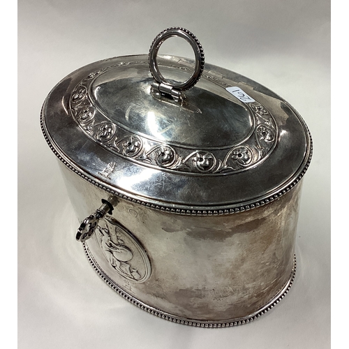 261 - An 18th Century George III silver tea caddy in the classical style with working key. By Andrew Fogel... 