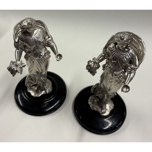 311 - A pair of Victorian silver figural sculptures. Marked to foot. By Samuel Saltmarsh. Approx. 419 gram... 