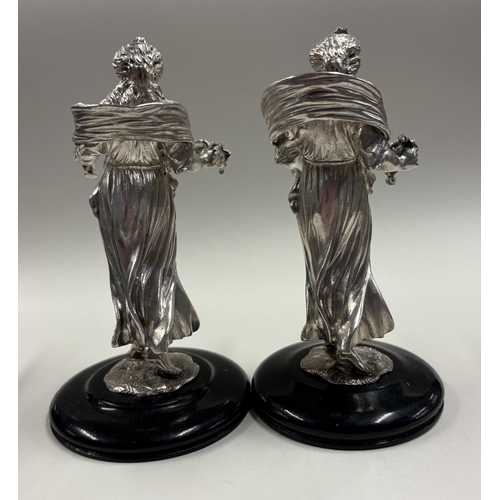 311 - A pair of Victorian silver figural sculptures. Marked to foot. By Samuel Saltmarsh. Approx. 419 gram... 