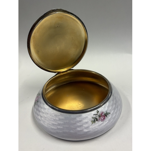 316 - A large and impressive silver and enamelled dressing table box bearing import marks. Approx. 242 gra... 