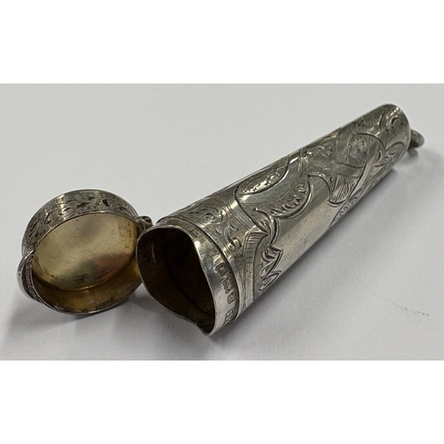 320 - A silver cheroot case with engraved decoration. Birmingham 1909. Approx. 19 grams. Est. £20 - £30.