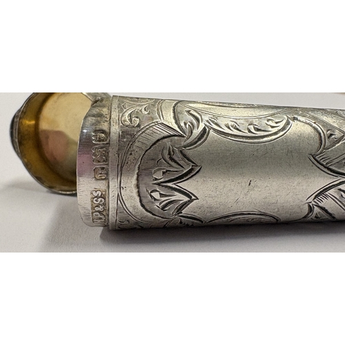 320 - A silver cheroot case with engraved decoration. Birmingham 1909. Approx. 19 grams. Est. £20 - £30.