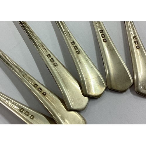 350 - A set of six silver teaspoons. Birmingham. Approx. 66 grams. Est. £20 - £30.