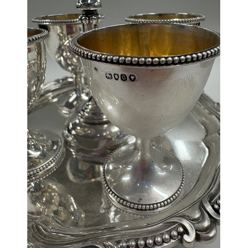 357 - A clean Victorian silver egg cruet. London 1868. Approx. 525 grams. Est. £500 - £800.